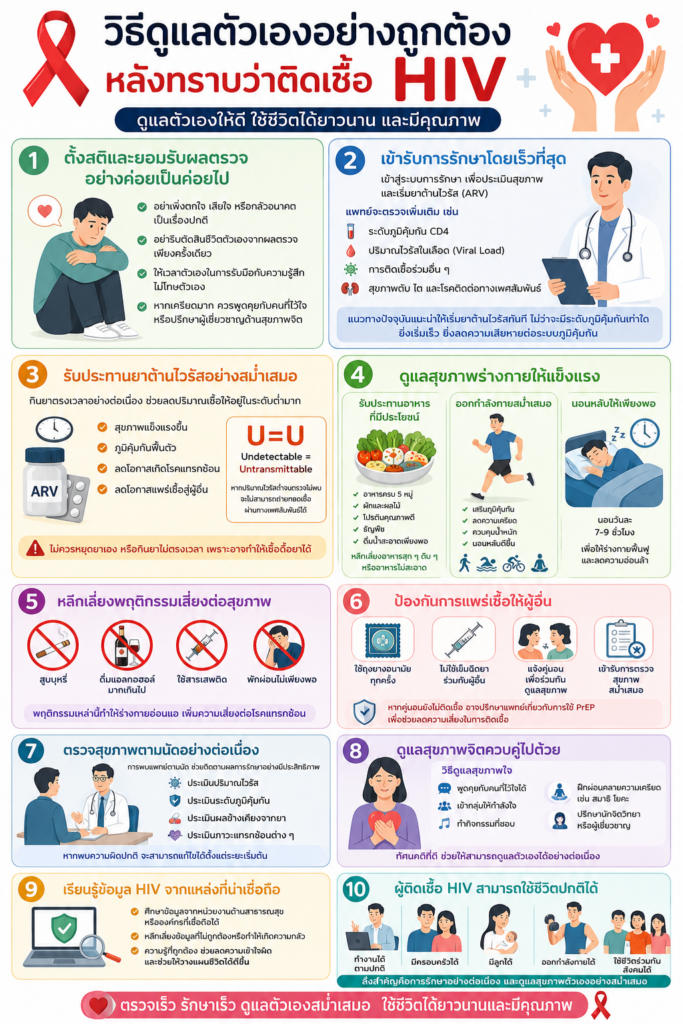 วิธีดูแลตัวเองอย่างถูกต้อง หลังทราบว่าติดเชื้อ HIV